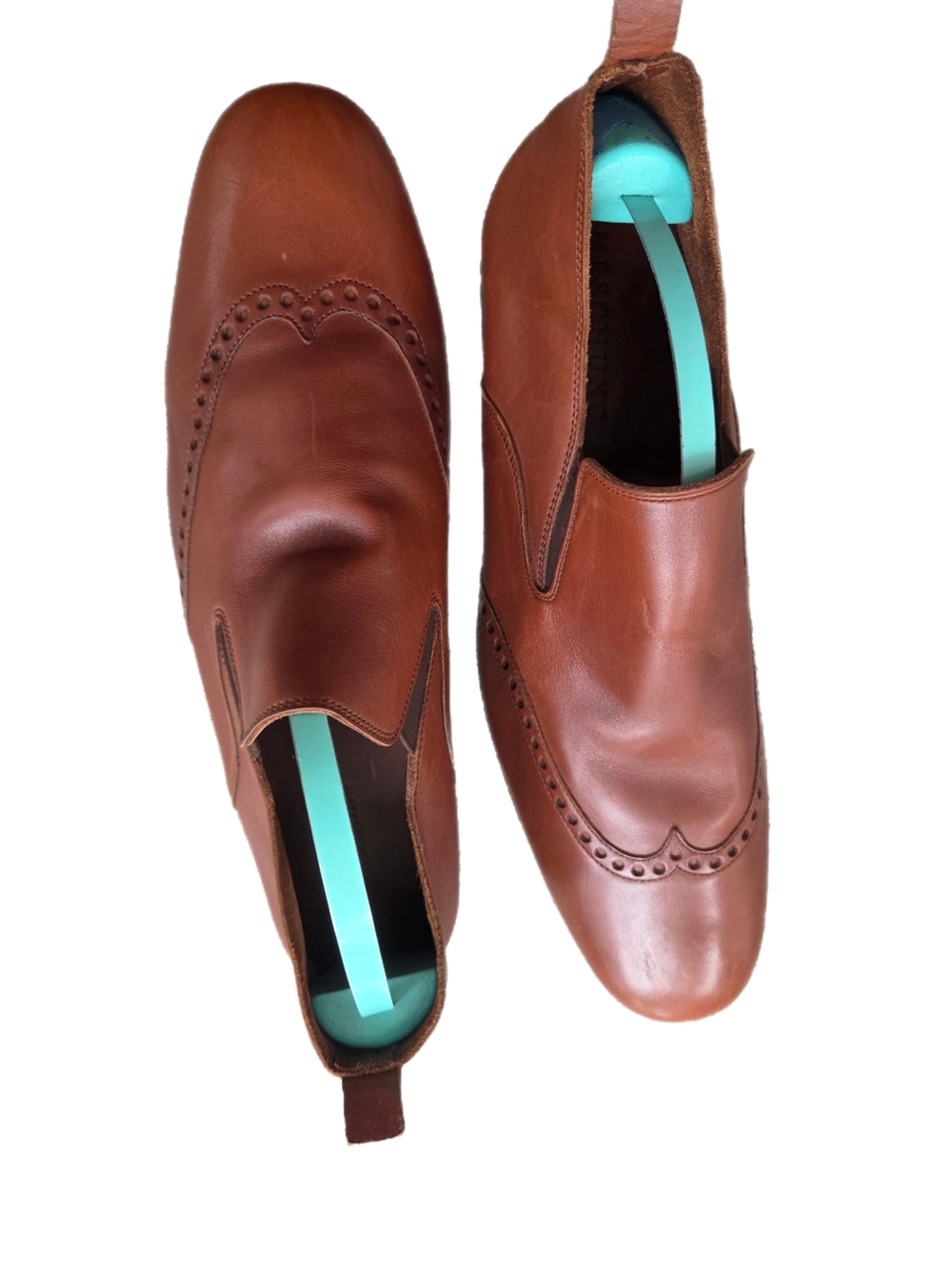 Heschung Vintage Men's Brown Leather Slip-On Brogue Loafers S - Picture 5 of 6